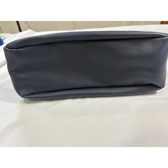 Neiman Marcus Tote Bag Shoulder Purser Blue Faux Leather Handbag Women’s - Picture 6 of 8